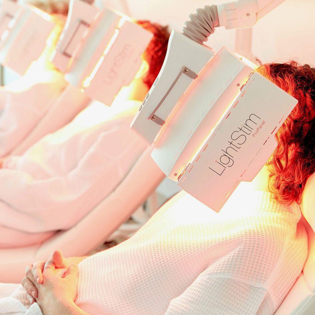 Red Light Therapy Machine over face